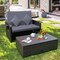 Patio Rattan Daybed with 4-Level Adjustable Backrest and Retractable Side Tray